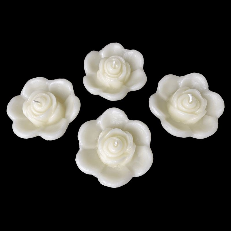 Rose Bud Floating Candle - White Beeswax