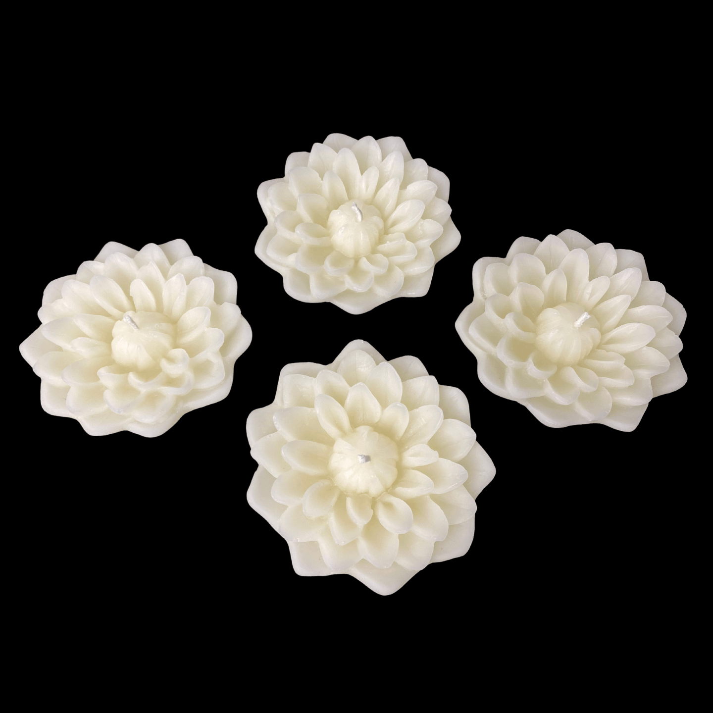 Dahlia Floating Candle - White Beeswax