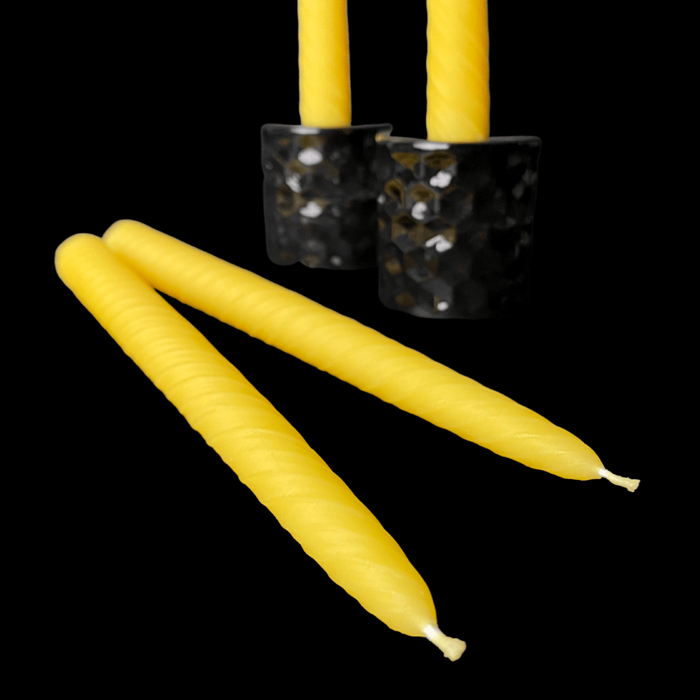9.5" Romantic Swirl Tapers - Yellow Beeswax