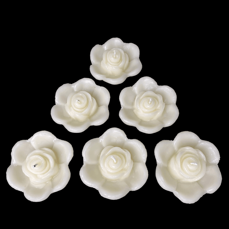 Rose Bud Floating Candle - White Beeswax