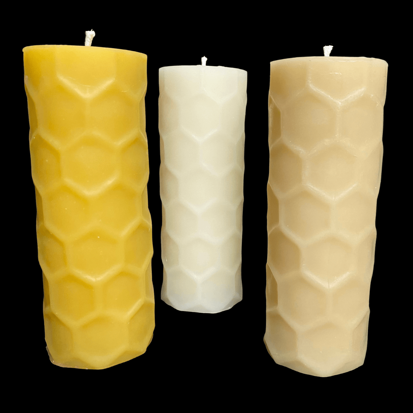 White Beeswax Hexagon Pattern Pillar Candle