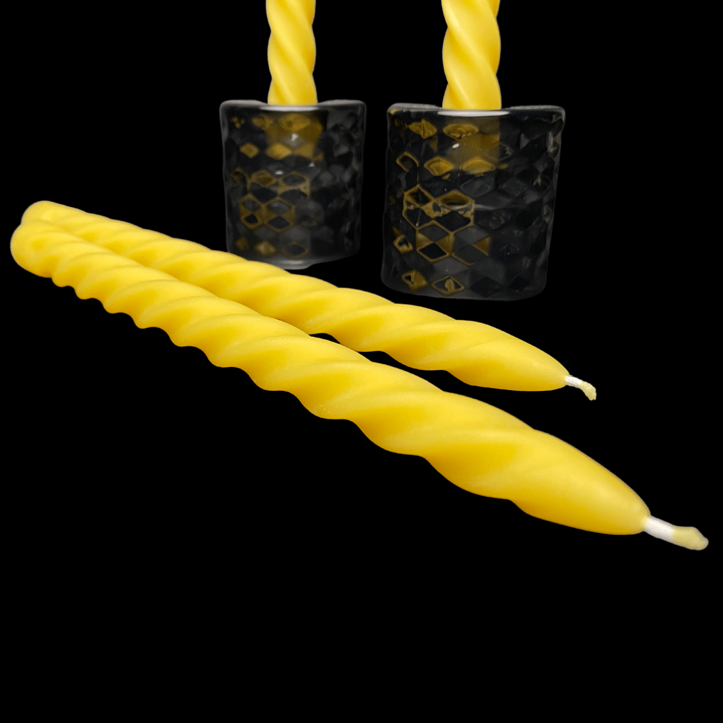 Large Spiral Taper Candles - Yellow Beeswax