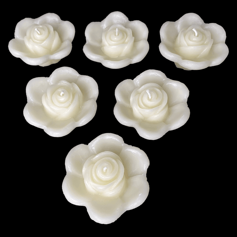 Rose Bud Floating Candle - White Beeswax