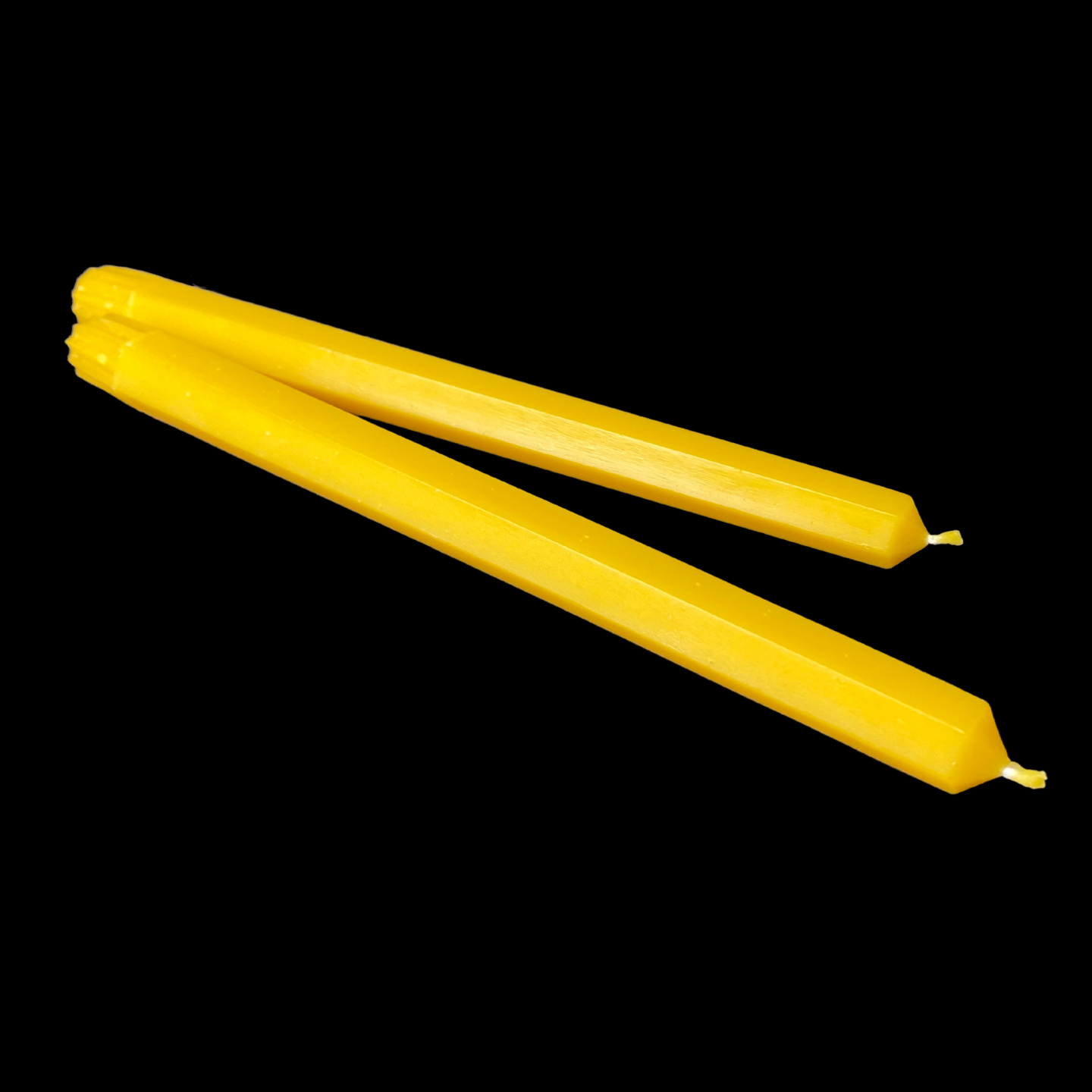 10" Hexagon Taper Candles - Yellow Beeswax