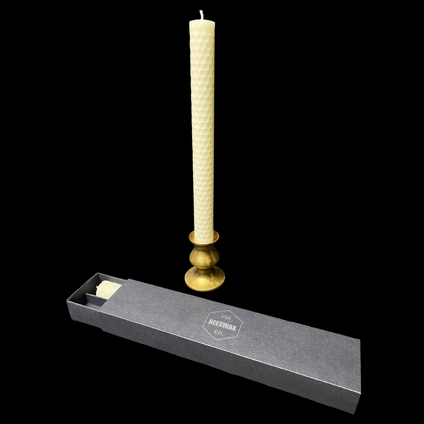 Honeycomb Pattern Tapers - White Beeswax