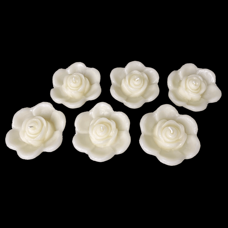 Rose Bud Floating Candle - White Beeswax
