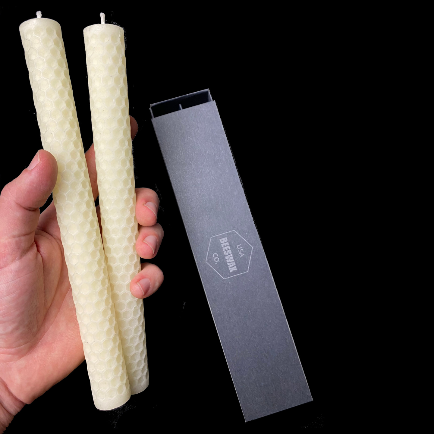 Honeycomb Pattern Tapers - White Beeswax