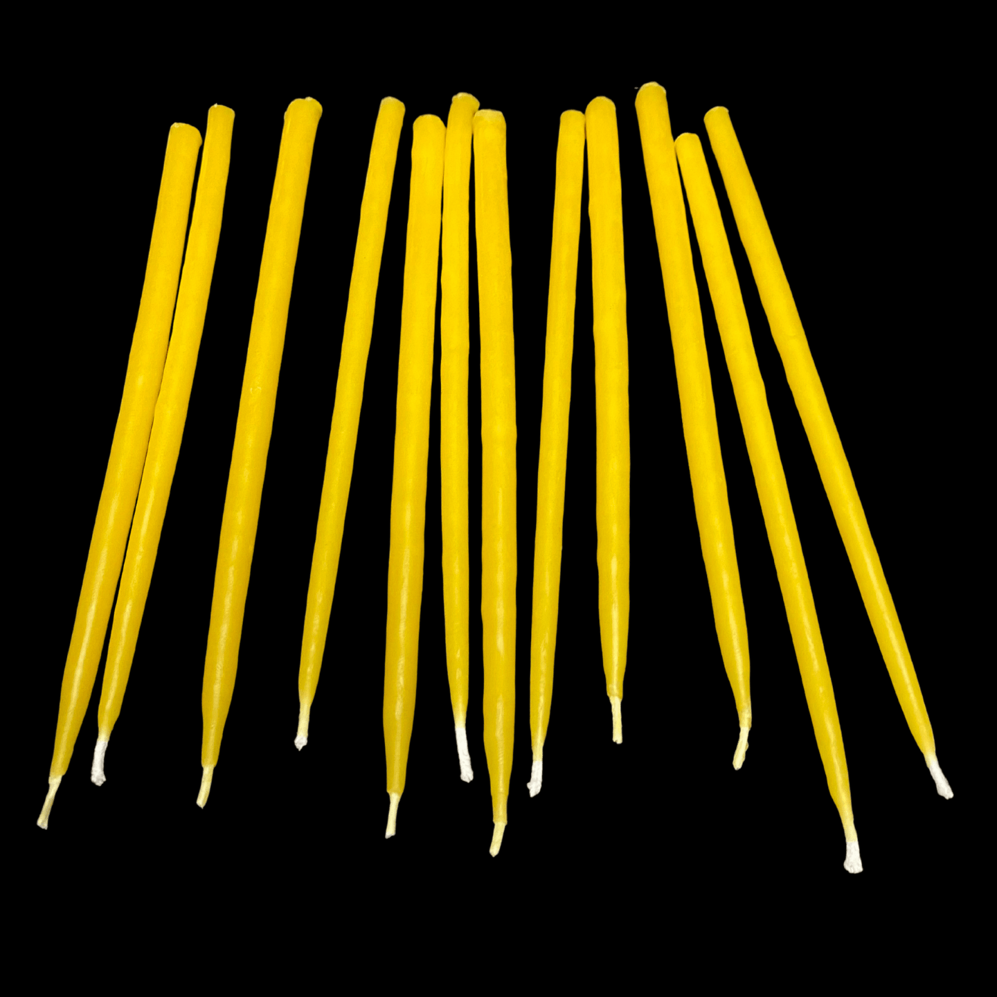 Bundle of yellow beeswax birthday taper candles 6-inch unscented made in the USA